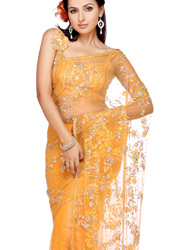 Bright Yellow Saree