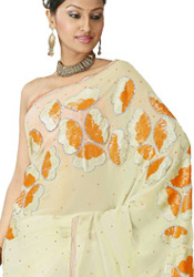Dark Cream Party Wear Saree