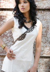 Brocade Motifs Adorned White Kurti