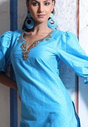 Buttis Enhanced Blue Dupion Kurti