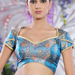 Overlapping Sleeve Blue Brocade Blouse