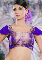 Woven Floral Art Purple Blouse