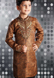 Captivating Brown Jacquard Kurta Pyjama