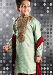 Charming Green Jacquard Kurta Pyjama