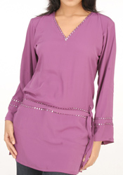 Dark Mauve Faux Crepe Kurti