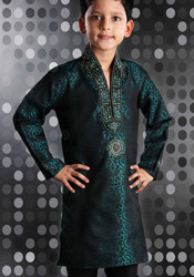Enthralling Teal Jacquard Kurta Pyjama