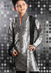 Grey Jacquard Kurta Pyjama