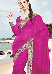 Magenta Tussar Silk Saree