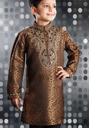 Magnificent Brown Jacquard Kurta Pyjama