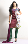 Cbazaar Maroon Flora Printed Silk Cotton Salwar Suit