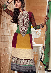 Multicolored Georgette Churidhar Suit