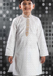 Pleasing White Cotton Kurta Pyjama