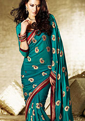 Ravishing Teal Crepe Saree