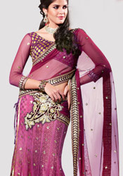 Stunning Magenta Lehenga Saree