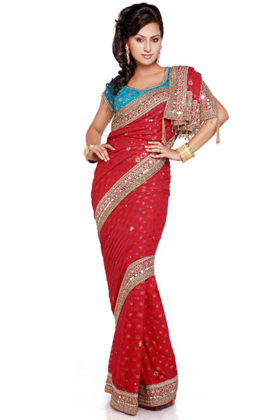 Cbazaar Eye Catching Red Saree