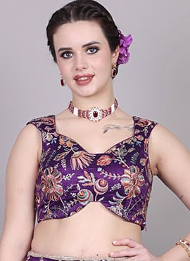 Style Diva Purple Art Silk Embroidered Blouse