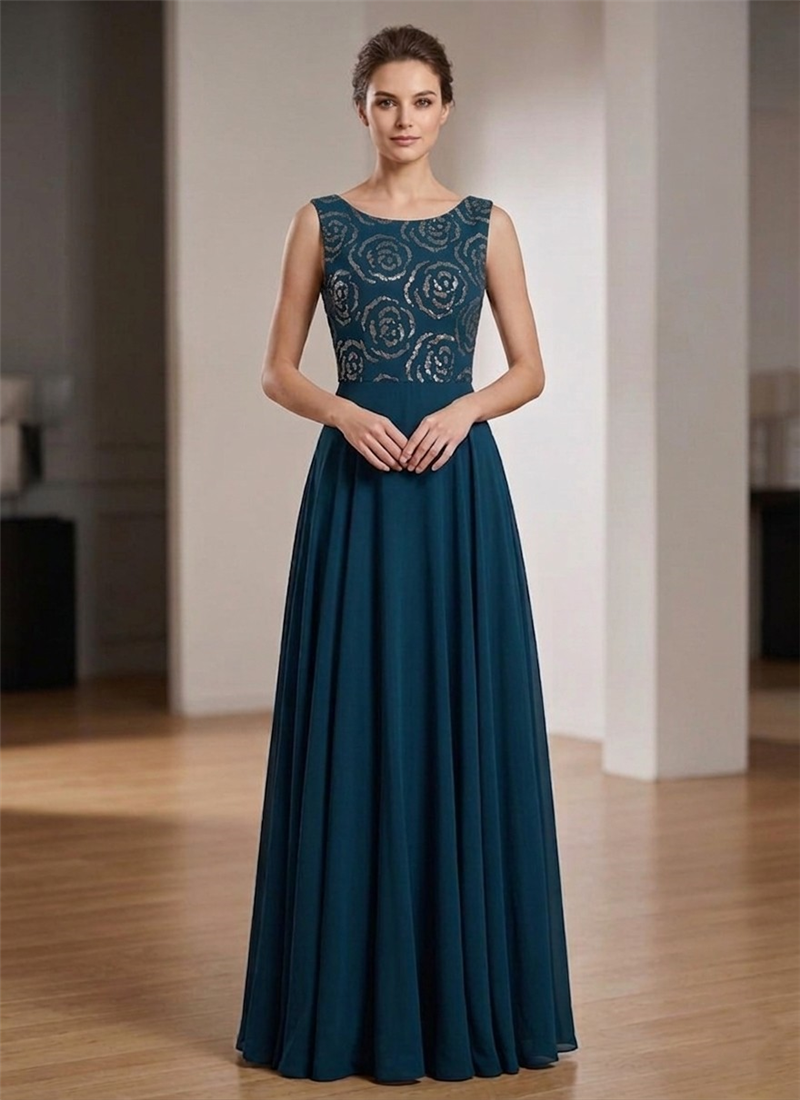  Teal Faux Georgette Embellished Evening Gown After Six Wear