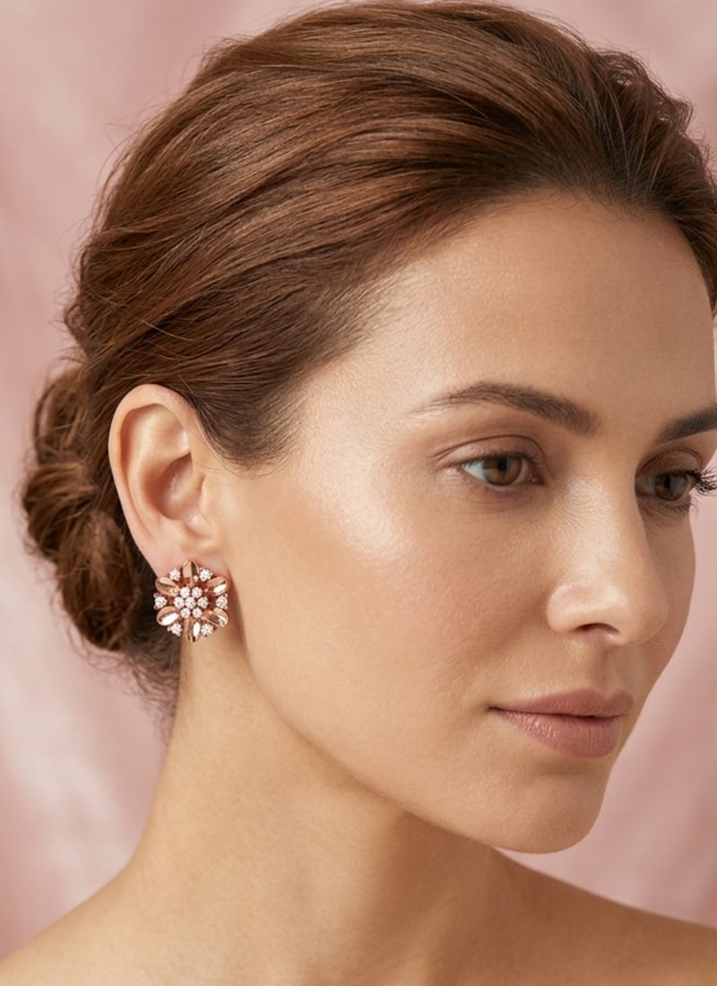 925 Sterling Silver Moissanite Bloom Floral Stud Earrings After Six Wear