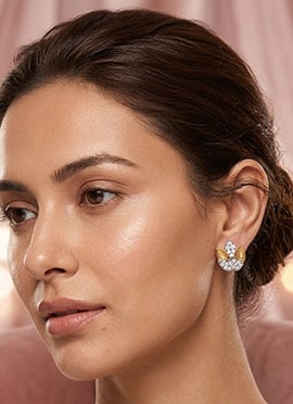 925 Sterling Silver Moissanite Botanical Leaf Stud Earrings