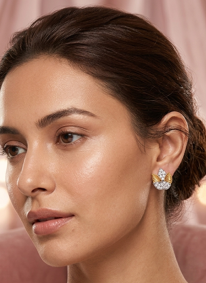 925 Sterling Silver Moissanite Botanical Leaf Stud Earrings After Six Wear