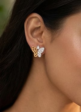 925 Sterling Silver Moissanite Butterfly Stud Earrings