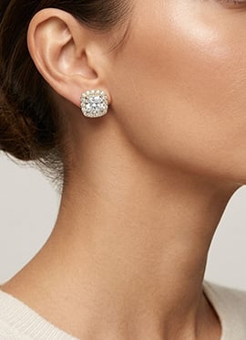 925 Sterling Silver Moissanite Elegant Halo Stud Earrings
