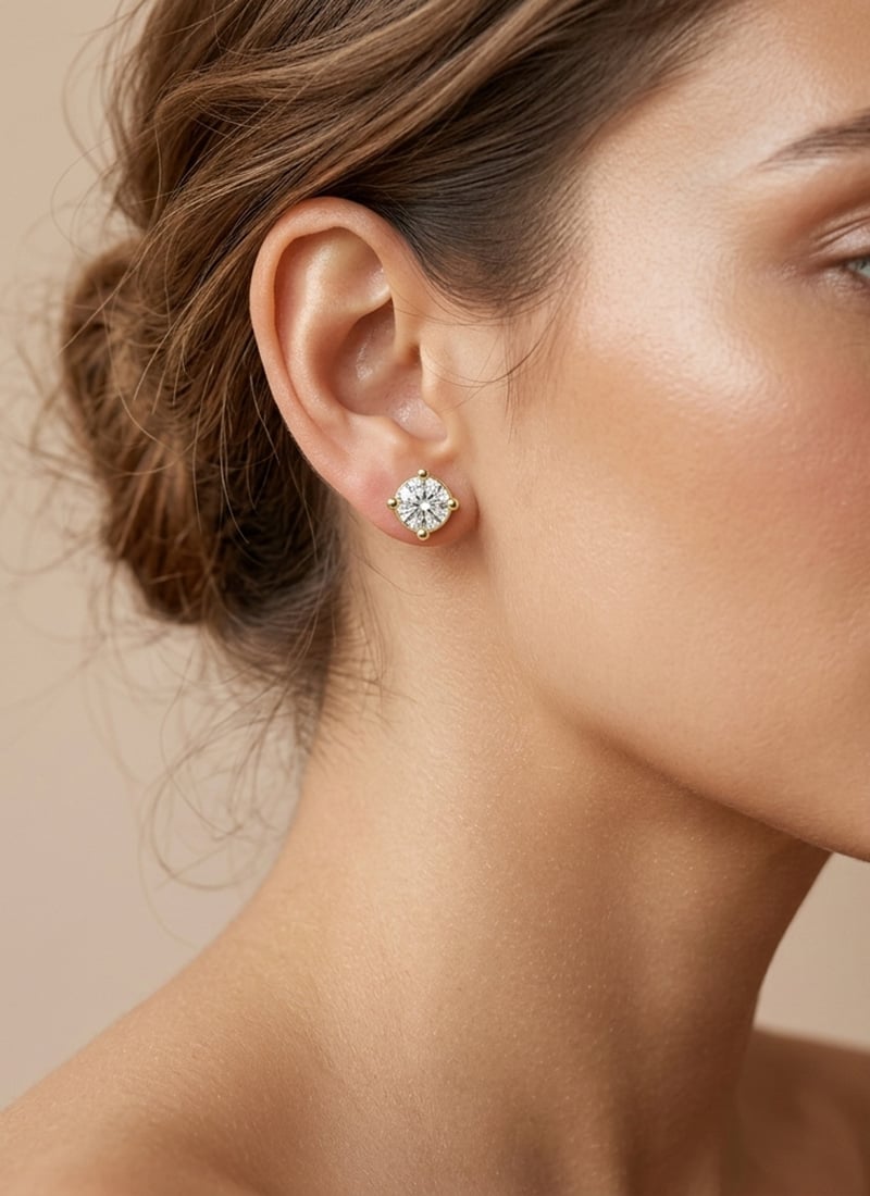 925 Sterling Silver Moissanite Elevated Round Solitaire Stud Earrings After Six Wear