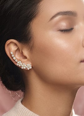 925 Sterling Silver Moissanite Floral Cascade Ear Climber Earrings