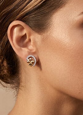 925 Sterling Silver Moissanite Paisley Floral Stud Earrings