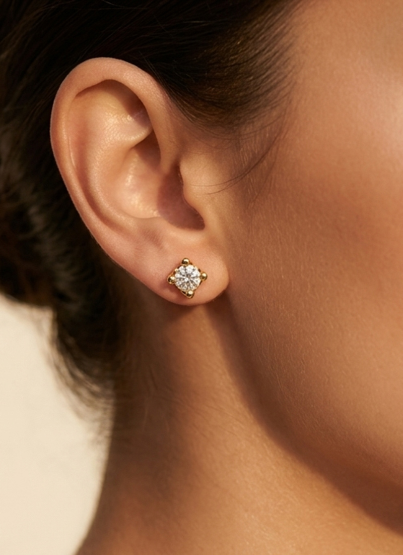 925 Sterling Silver Moissanite Round Baguette Sunburst Stud Earrings After Six Wear