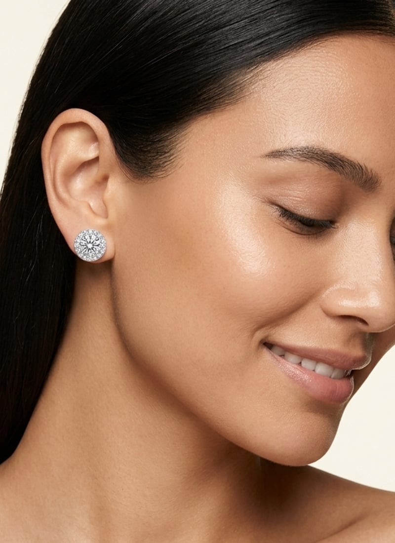 925 Sterling Silver Stud Earrings With Brilliant Moissanite Wedding Wear