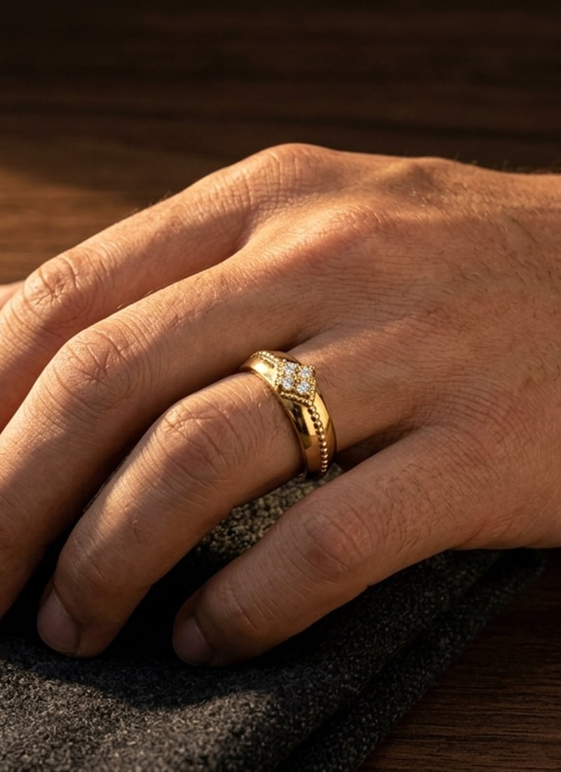 925 Sterling Silver Yellow Gold Crown Moissanite Ring For Men