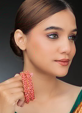 Baby Pink Alloy Beads Bangles