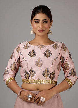 Baby Pink Foil Printed Cotton Blouse
