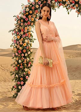 Teen Girls Baby Pink Organza Embroidered Lehenga
