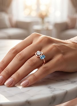 Beautiful Rose Gold Stone 925 Sterling Silver Moissanite Ring