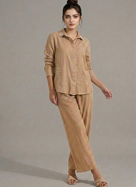 Beige Cotton Linen Stunning Co Ord Set