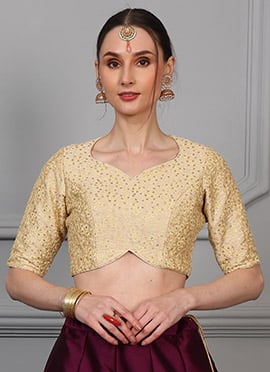 Beige Embroidered Cotton Blouse