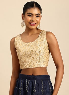 Beige Embroidered Cotton Blouse