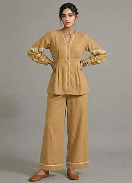 Beige Linen Cotton Timeless Co Ord Set