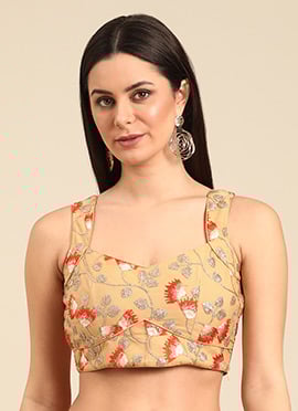 Beige Net Embroidered Blouse