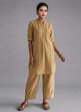 Beige Sandstone Calm Cotton Co Ord Set