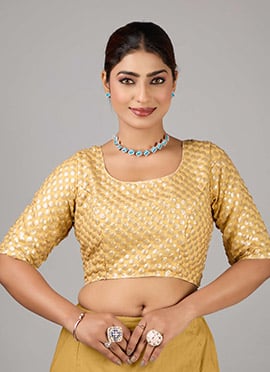 Beige Sequins Embroidered Georgette Blouse