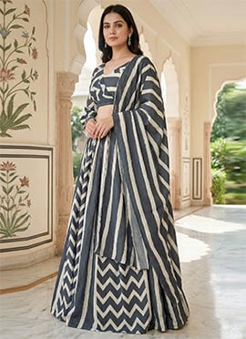 Black Crepe Silk A Line Lehenga