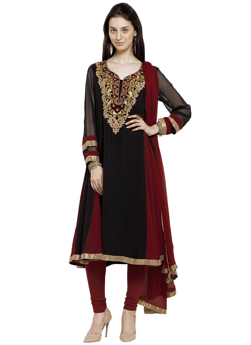 Black Georgette Anarkali Suit Party Wear