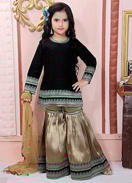 Black Muslin Sharara Suit