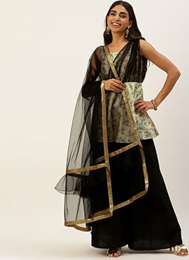 Black N Off White Kali Palazzo Set