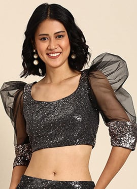 Black Net Embroidered Blouse