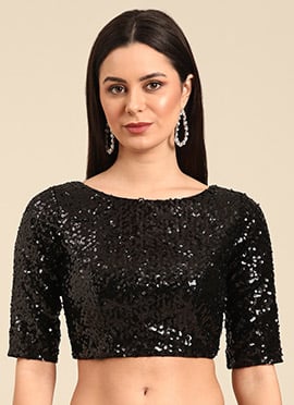 Black Net Sequins Blouse