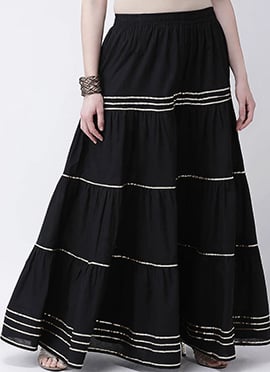 Black Rayon Flared Plazoo Pant